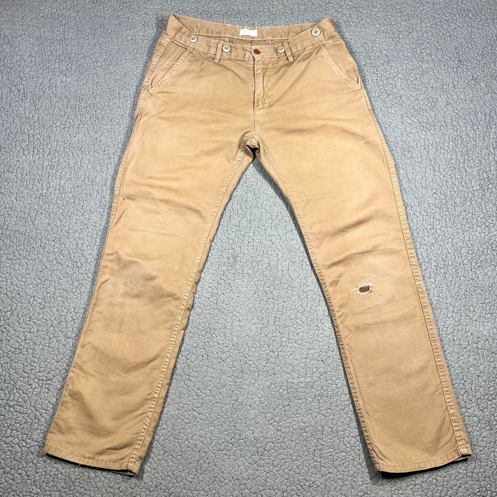 Apolis Global Citizen Pants Men 31 Straight Leg Cotton Canvas Tan Made in USA